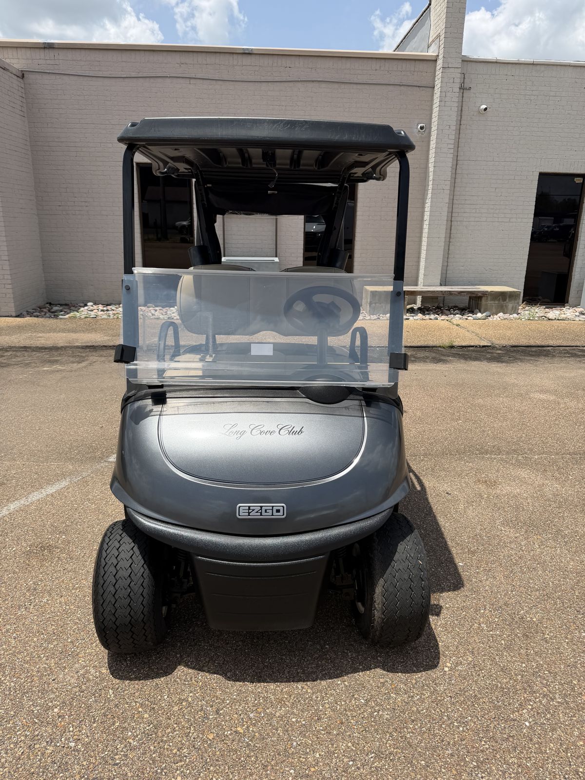 2021 E-Z-GO RXV Elite Electric Golf Cart - Charcoal - Samsung Lithium Battery - Front view - Jane's Golf Carts Pearl MS