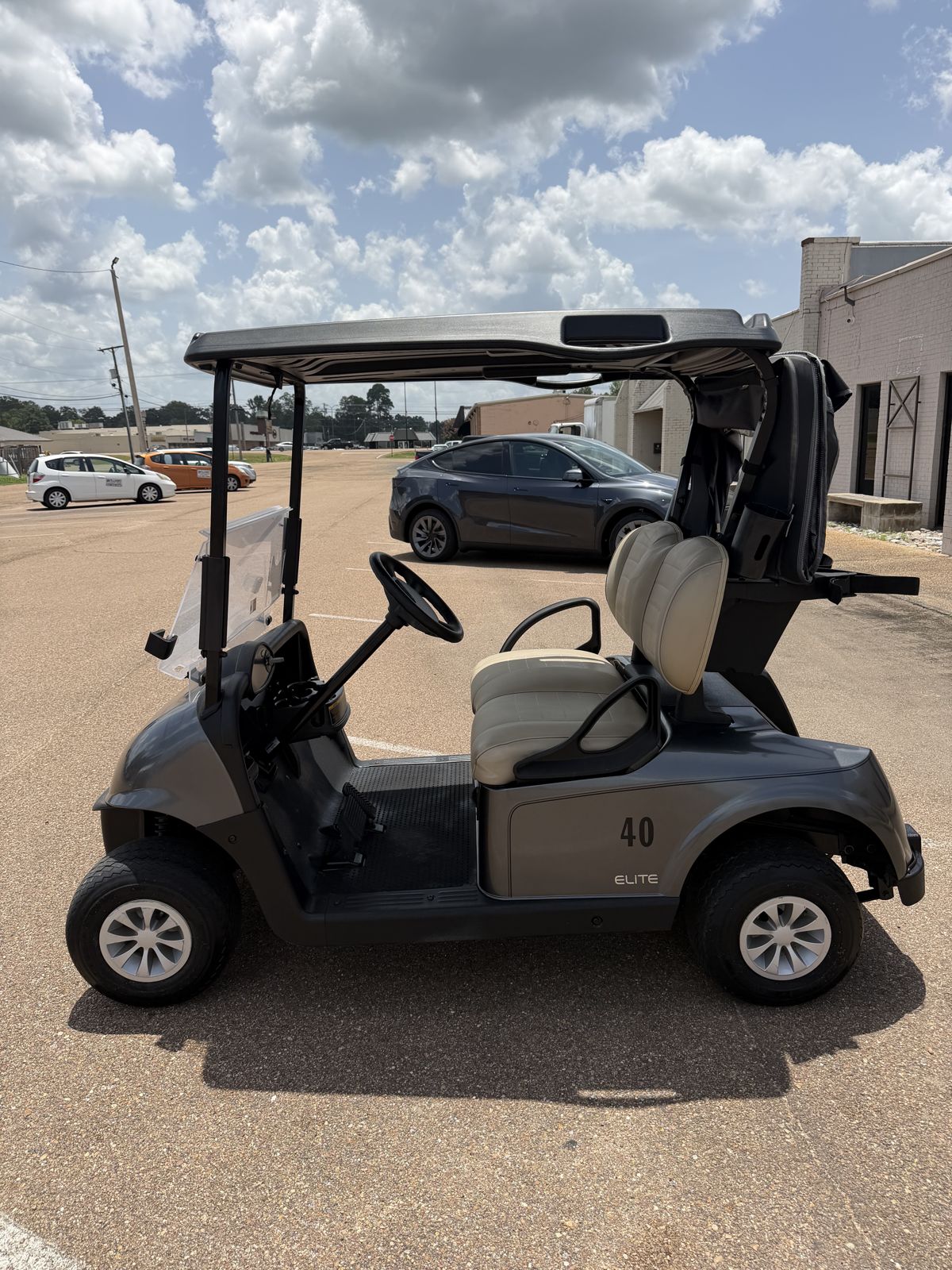 2021 E-Z-GO RXV Elite Electric Golf Cart - Charcoal - Samsung Lithium Battery - Side profile - Jane's Golf Carts Pearl MS