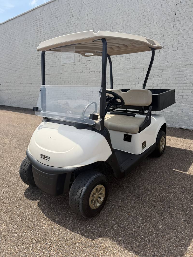 2020 E-Z-GO RXV in white with rear utility cargo bed