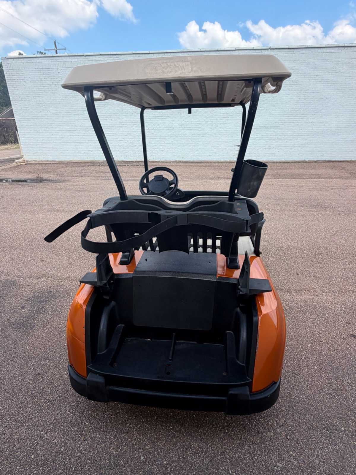 2021 E-Z-GO EX1 Gas Golf Cart - Orange - Trade-In Special - rear golf bag holder - Jane's Golf Carts Pearl MS