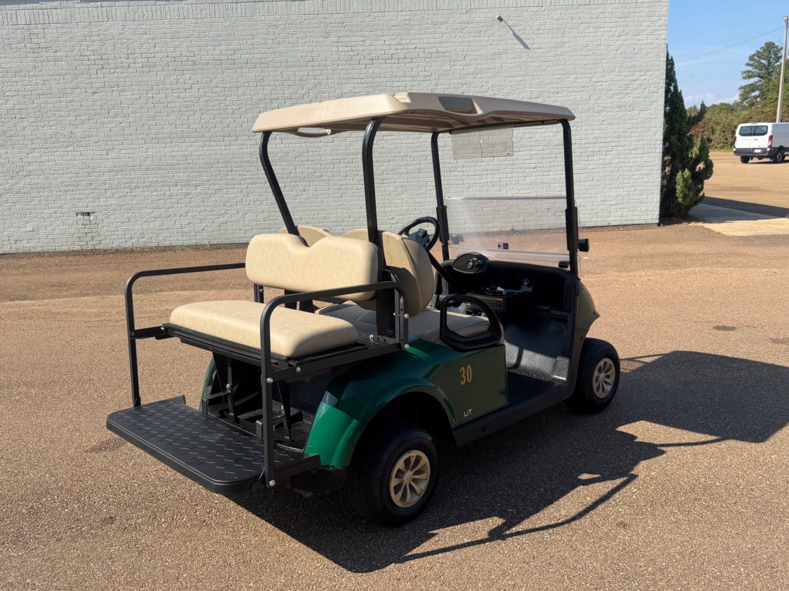 2021 E-Z-GO RXV Elite 4-Passenger Electric Golf Cart - Green - Samsung Lithium Battery - rear angle - Jane's Golf Carts Pearl MS