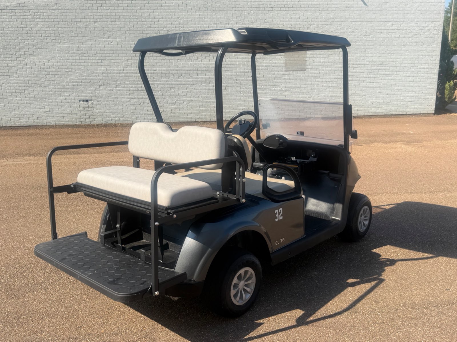 2021 E-Z-GO RXV Elite 4-Passenger Electric Golf Cart - Grey - Samsung Lithium Battery - rear angle - Jane's Golf Carts Pearl MS