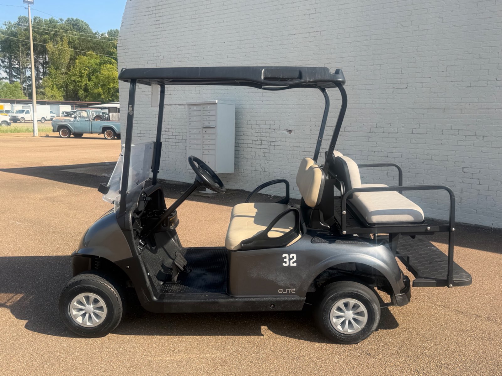 2021 E-Z-GO RXV Elite 4-Passenger Electric Golf Cart - Grey - Samsung Lithium Battery - side, driver side - Jane's Golf Carts Pearl MS