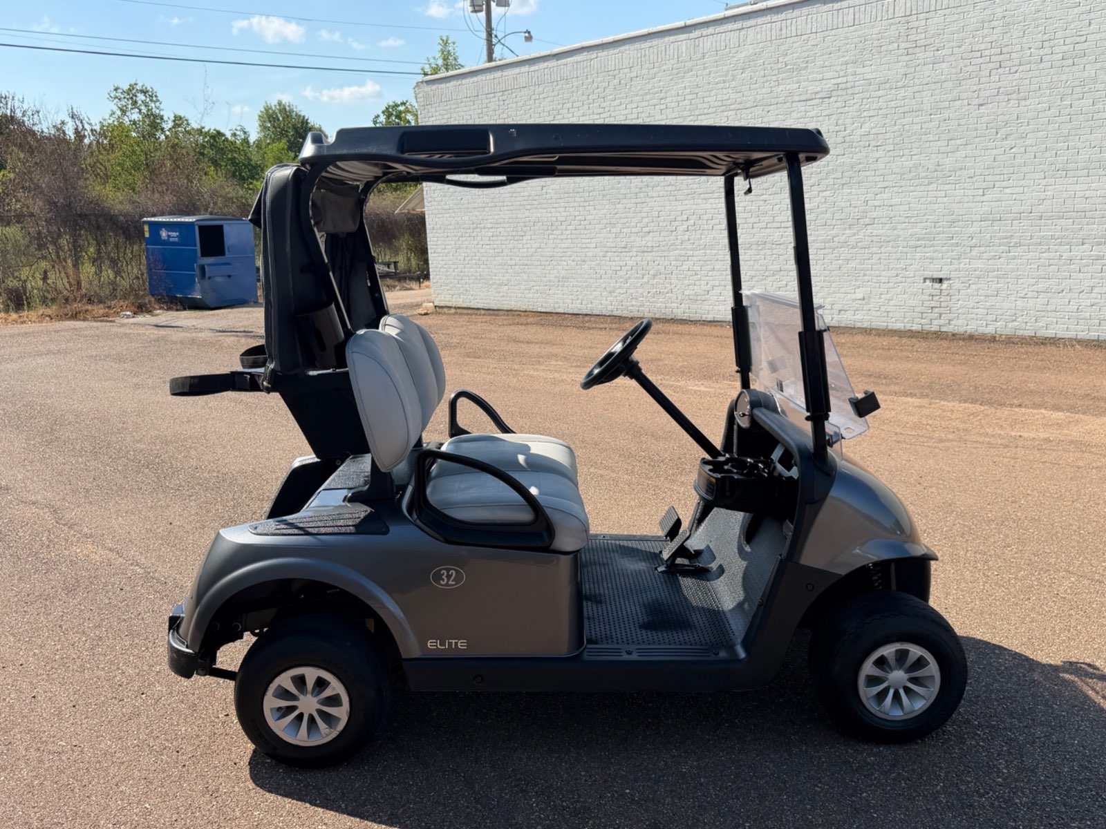 2021 E-Z-GO RXV Elite Golfer's Edition Electric Golf Cart - Grey - Samsung Lithium Battery - side - Jane's Golf Carts Pearl MS