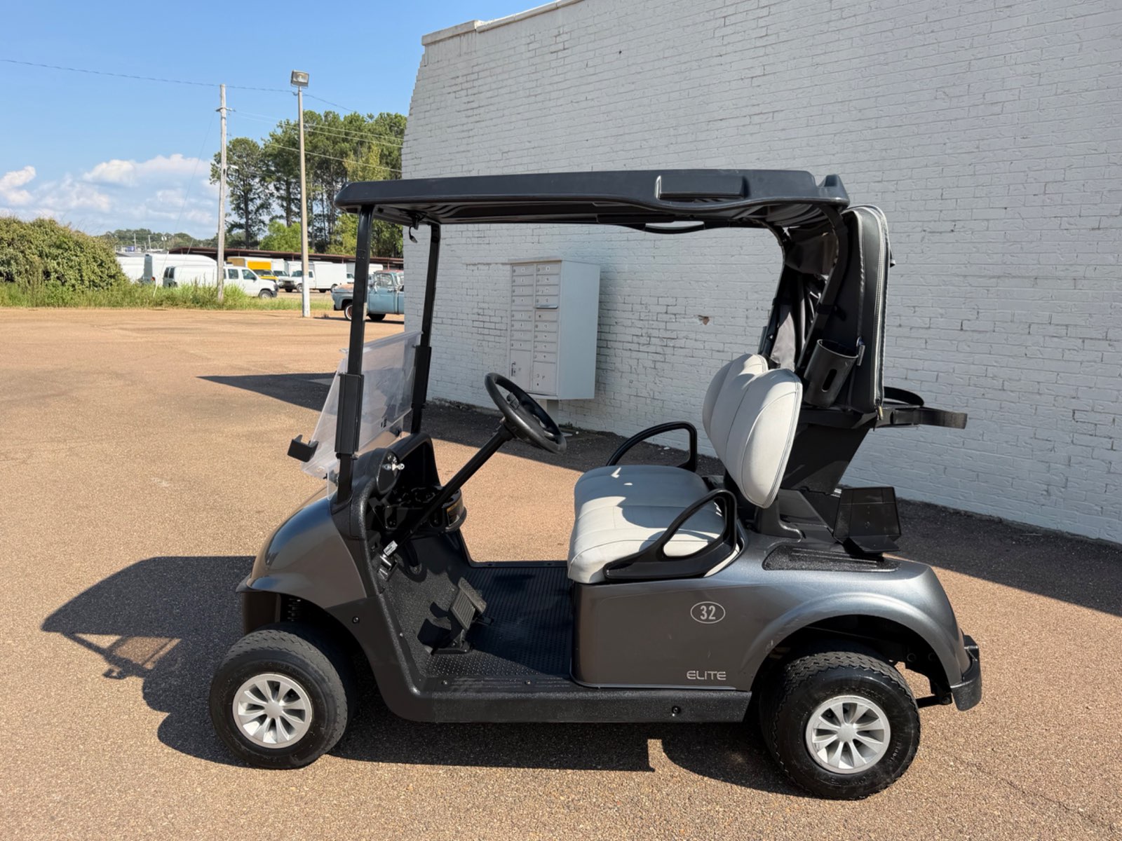 2021 E-Z-GO RXV Elite Golfer's Edition Electric Golf Cart - Grey - Samsung Lithium Battery - side, driver side - Jane's Golf Carts Pearl MS
