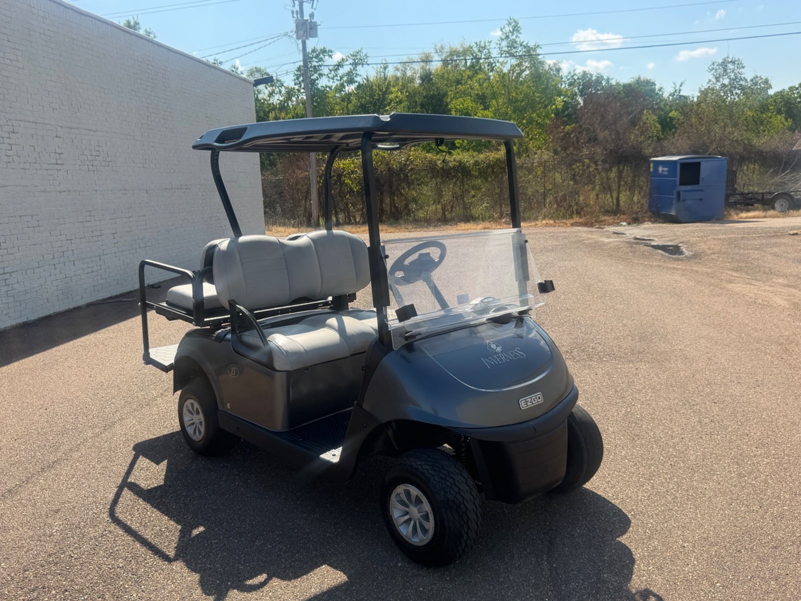 2021 E-Z-GO RXV Elite 4-Passenger Electric Golf Cart - Grey with Premium Seats - Samsung Lithium Battery - front angle - Jane's Golf Carts Pearl MS