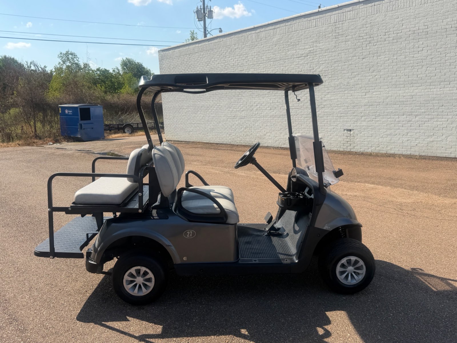 2021 E-Z-GO RXV Elite 4-Passenger Electric Golf Cart - Grey with Premium Seats - Samsung Lithium Battery - side - Jane's Golf Carts Pearl MS
