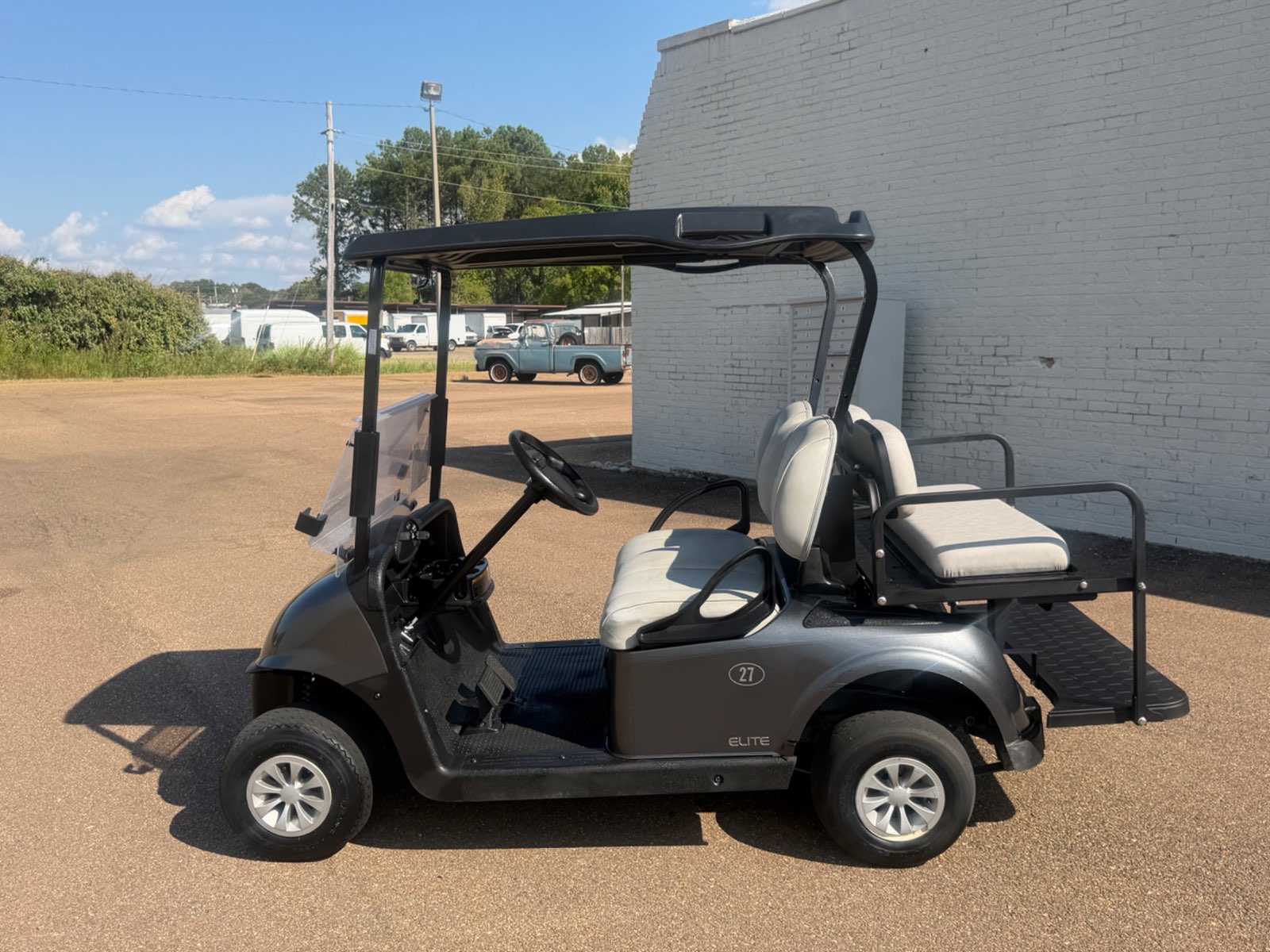 2021 E-Z-GO RXV Elite 4-Passenger Electric Golf Cart - Grey with Premium Seats - Samsung Lithium Battery - side, driver side - Jane's Golf Carts Pearl MS
