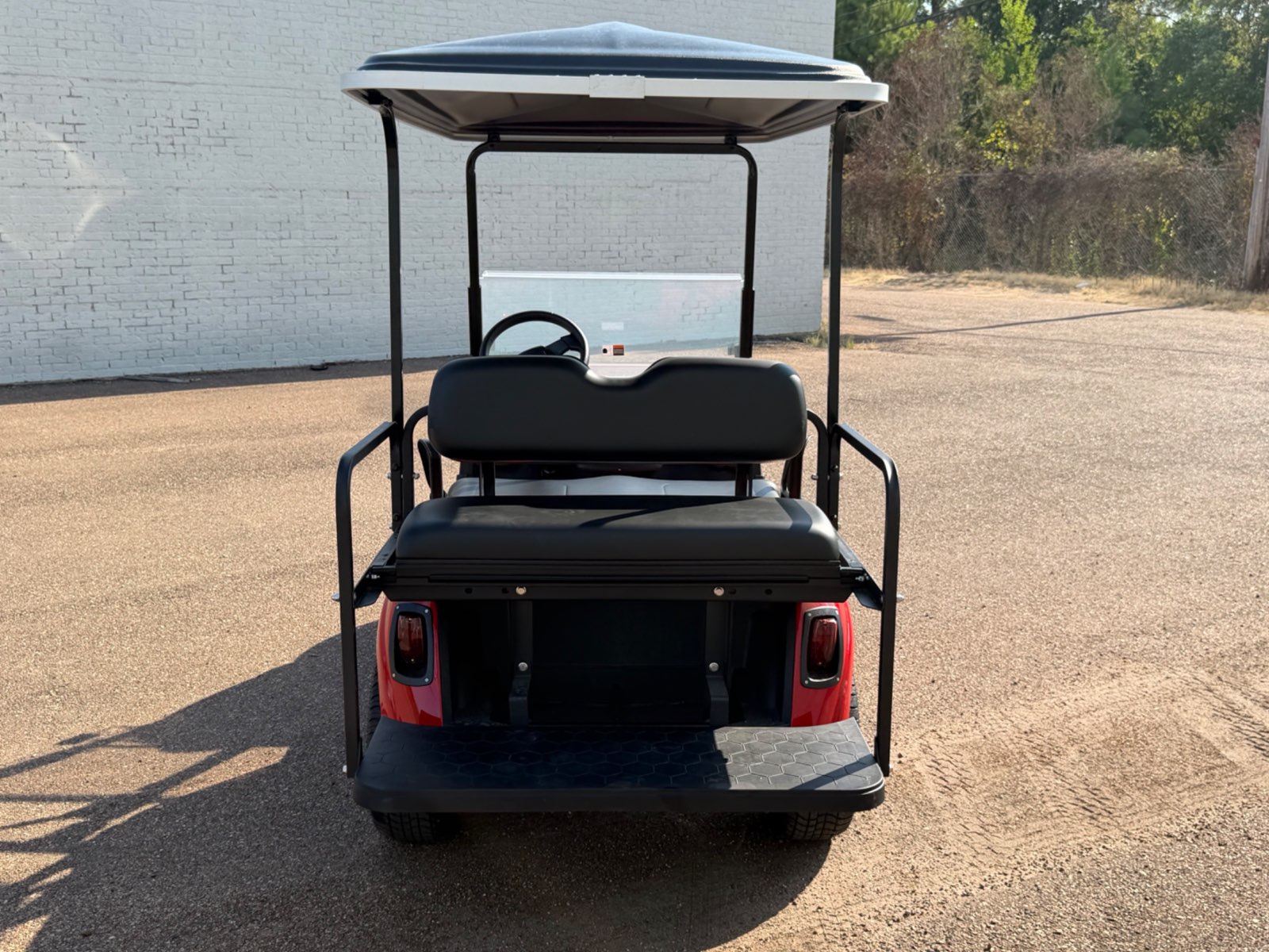2026 E-Z-GO RXV Elite 4-Passenger Electric Golf Cart - Red - Certified Pre-Owned - Samsung Lithium Battery - rear flip seat - Jane's Golf Carts Pearl MS