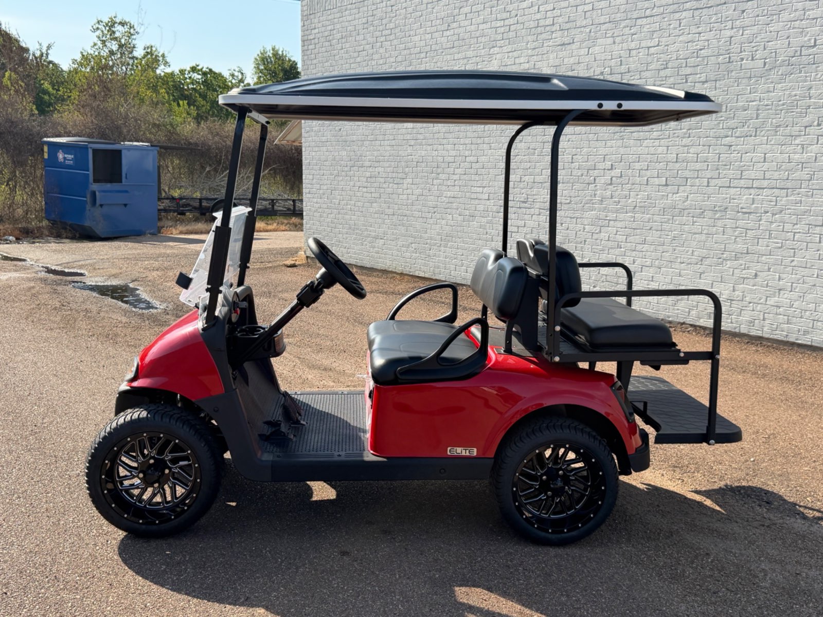 2026 E-Z-GO RXV Elite 4-Passenger Electric Golf Cart - Red - Certified Pre-Owned - Samsung Lithium Battery - side, driver side - Jane's Golf Carts Pearl MS